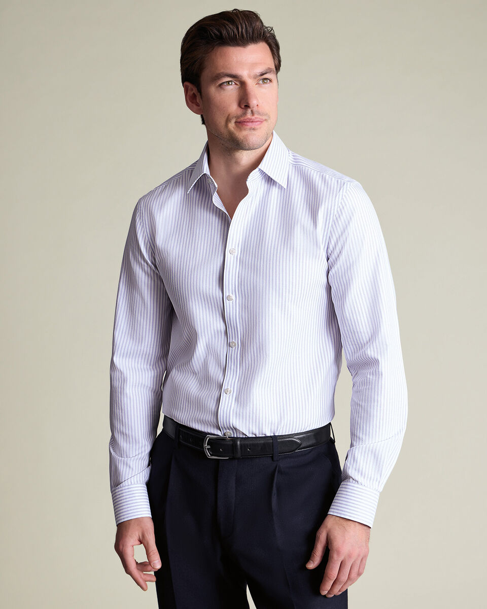 Non-Iron Royal Oxford Stripe Shirt - Lilac Secondary image