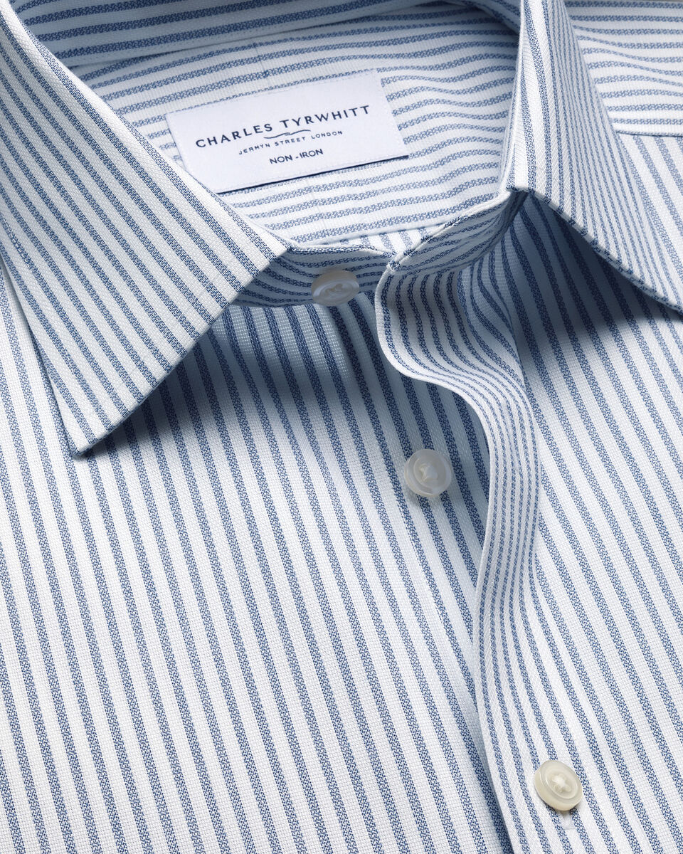 Non-Iron Royal Oxford Stripe Shirt - Indigo Blue