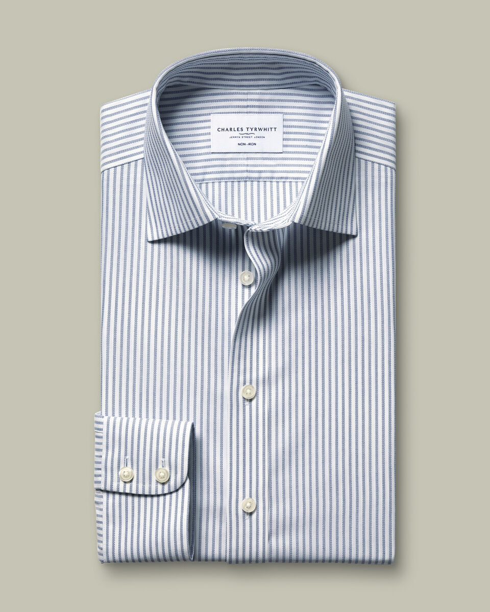 Non-Iron Royal Oxford Stripe Shirt - Indigo Blue