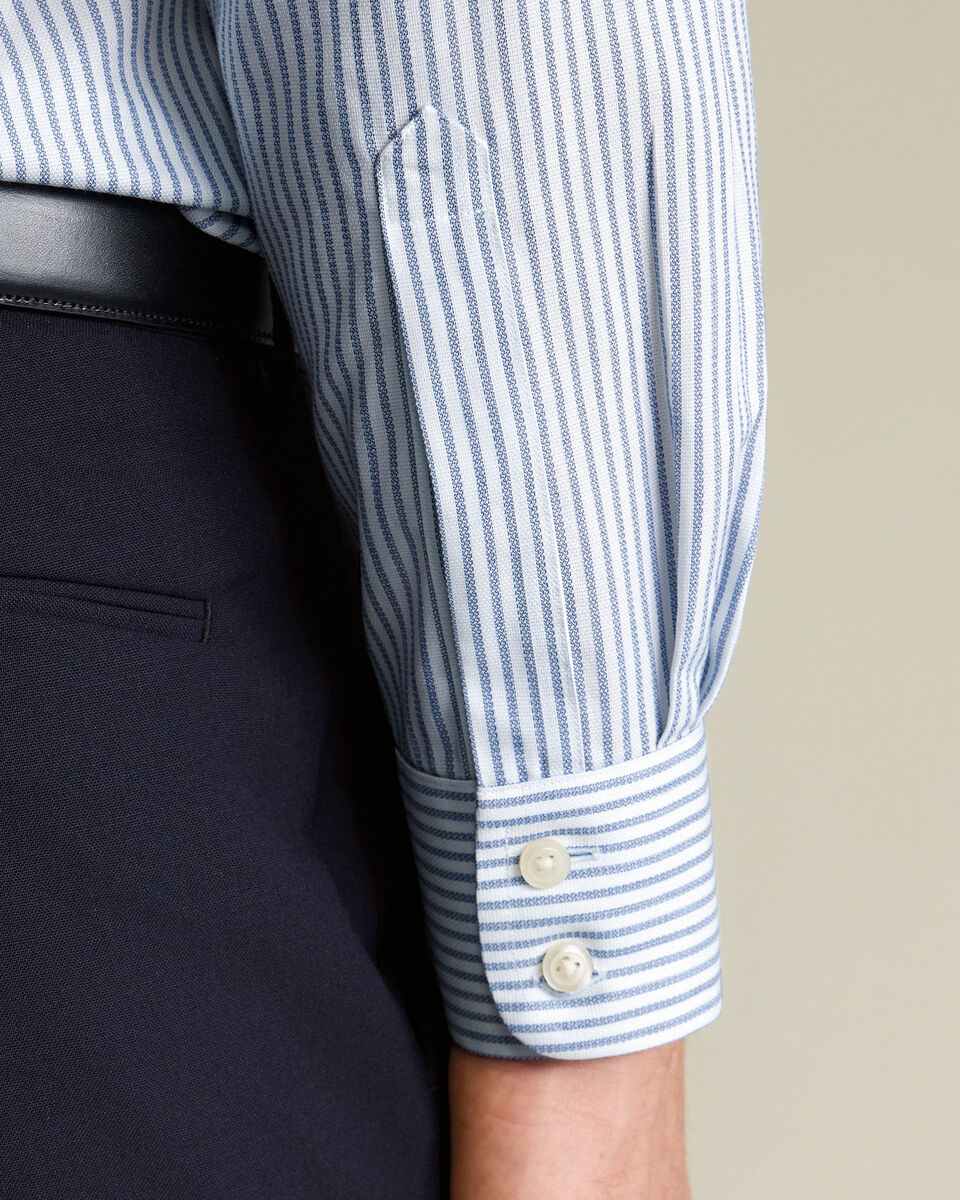 Non-Iron Royal Oxford Stripe Shirt - Indigo Blue