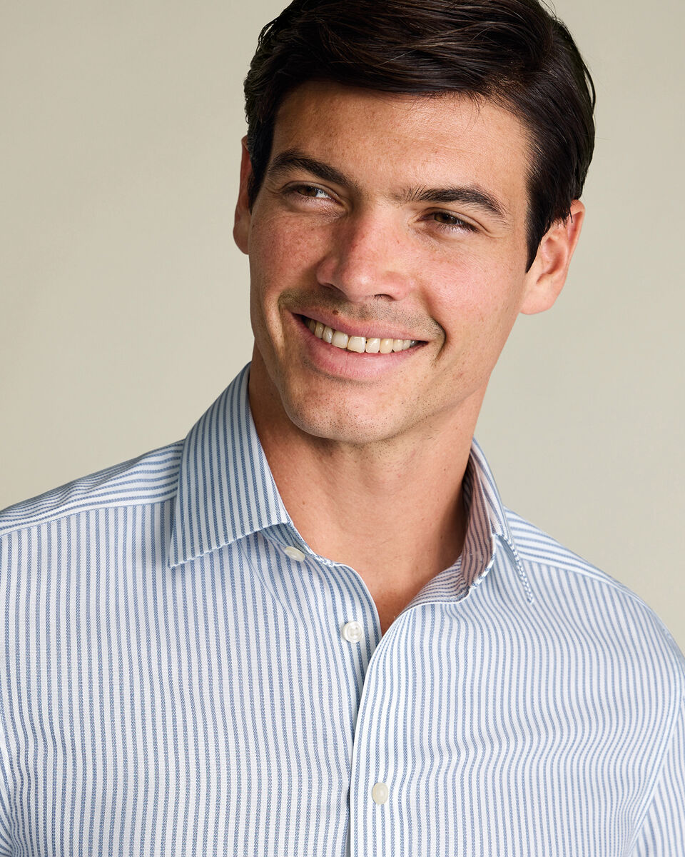 Non-Iron Royal Oxford Stripe Shirt - Indigo Blue
