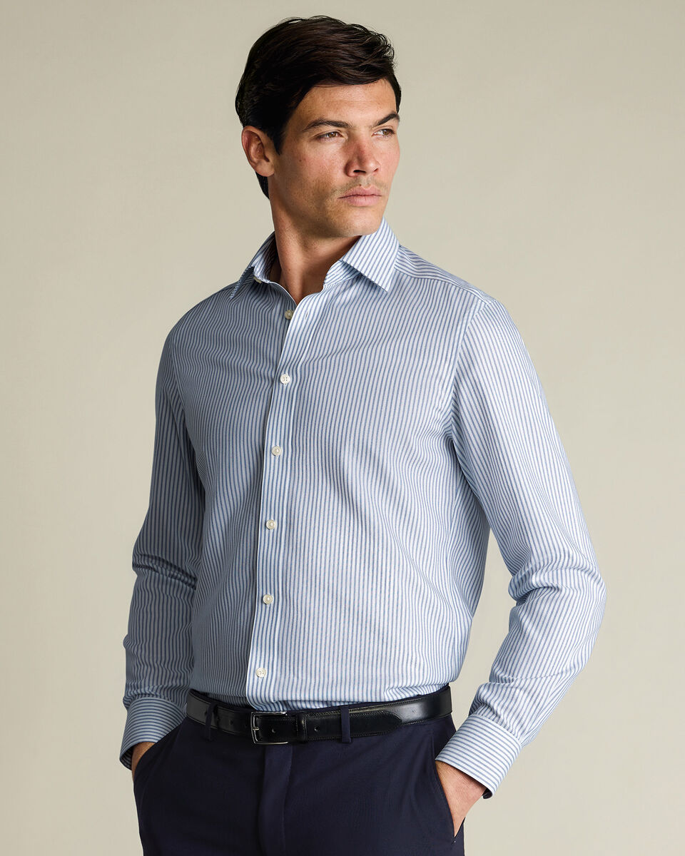 Non-Iron Royal Oxford Stripe Shirt - Indigo Blue Secondary image