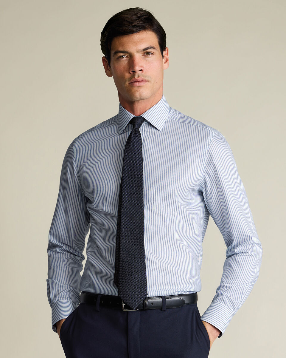 Non-Iron Royal Oxford Stripe Shirt - Indigo Blue