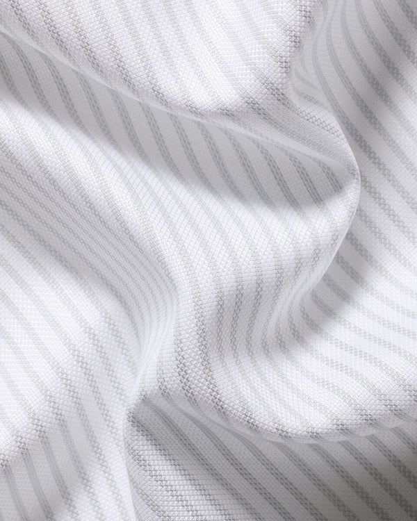 Non-Iron Royal Oxford Stripe Shirt - Silver Grey