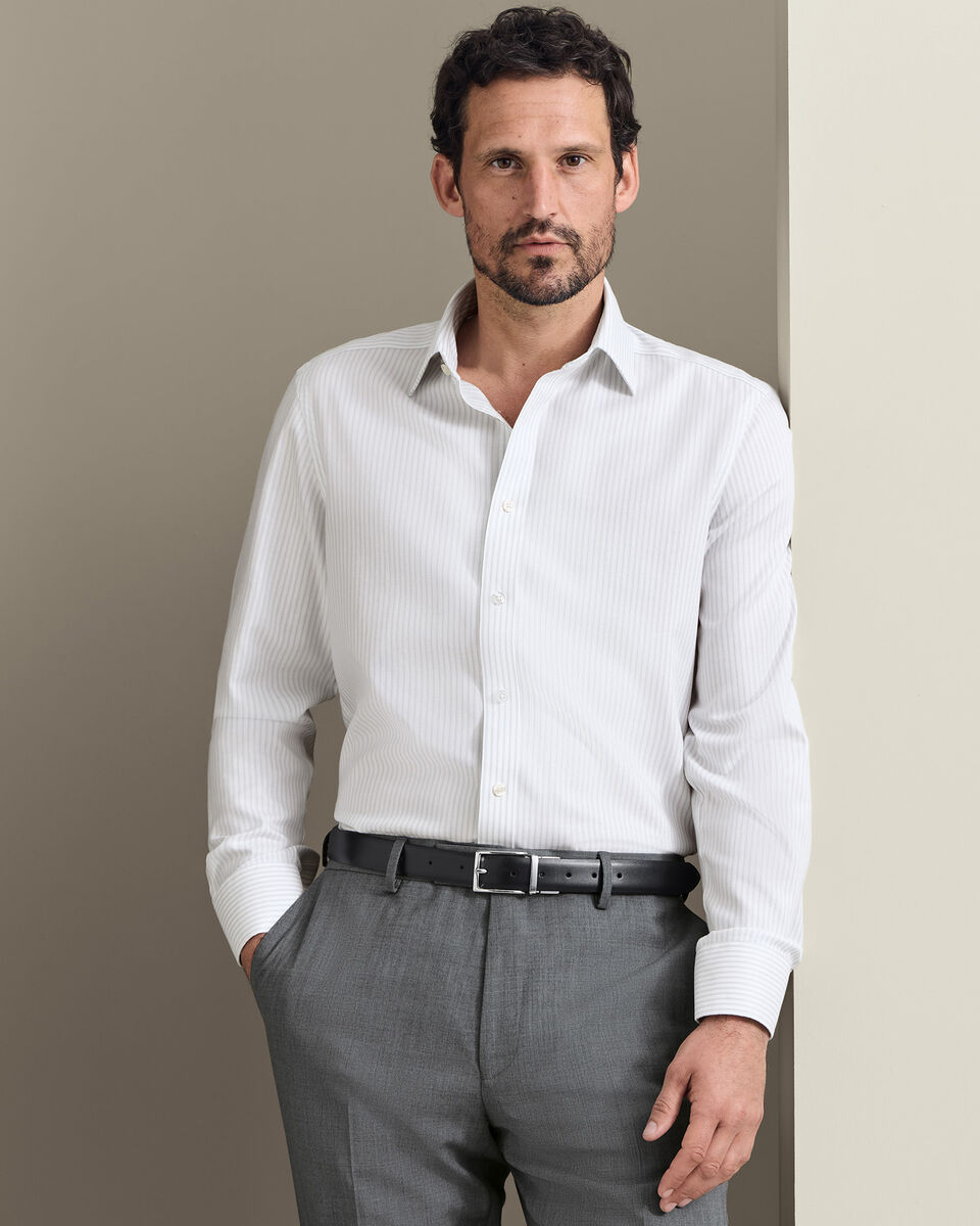 Non-Iron Royal Oxford Stripe Shirt - Silver Grey Secondary image