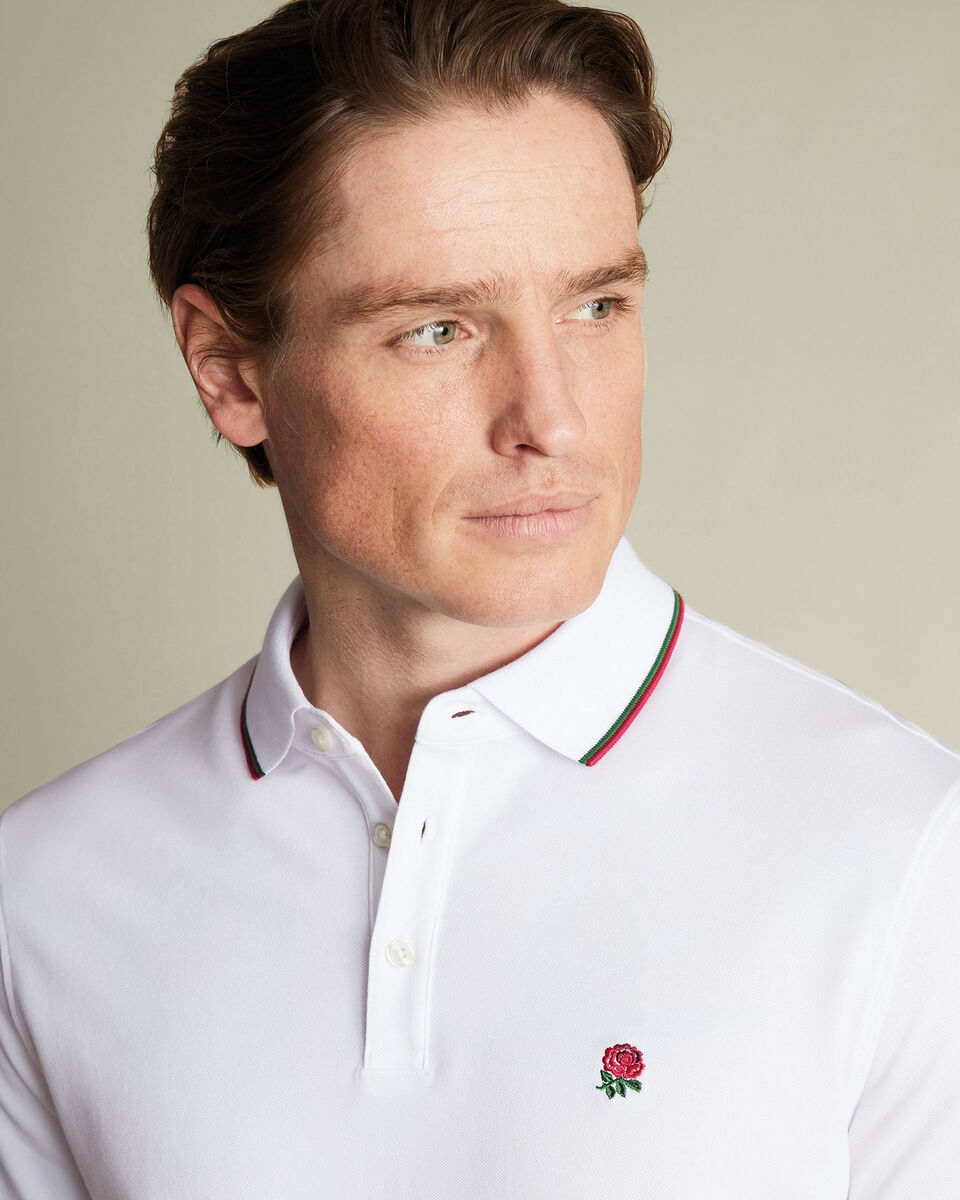 England Rugby Pique Polo - White