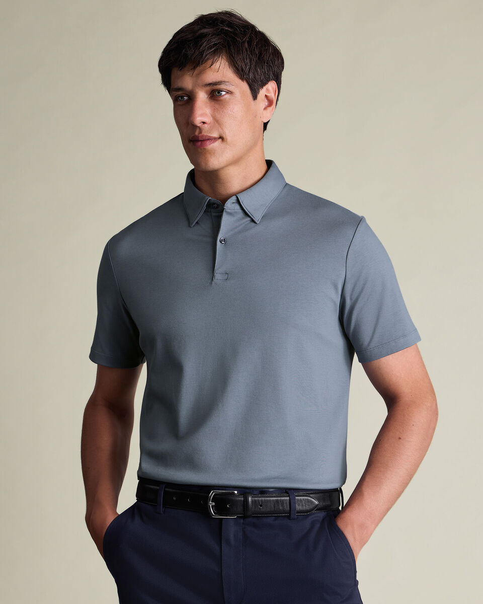 Smart Cotton Polo – Steel Blue