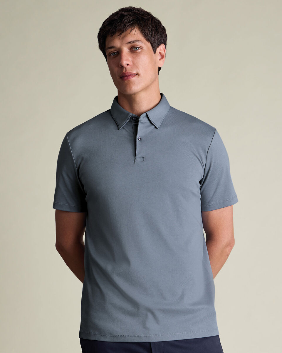 Smart Cotton Polo – Steel Blue