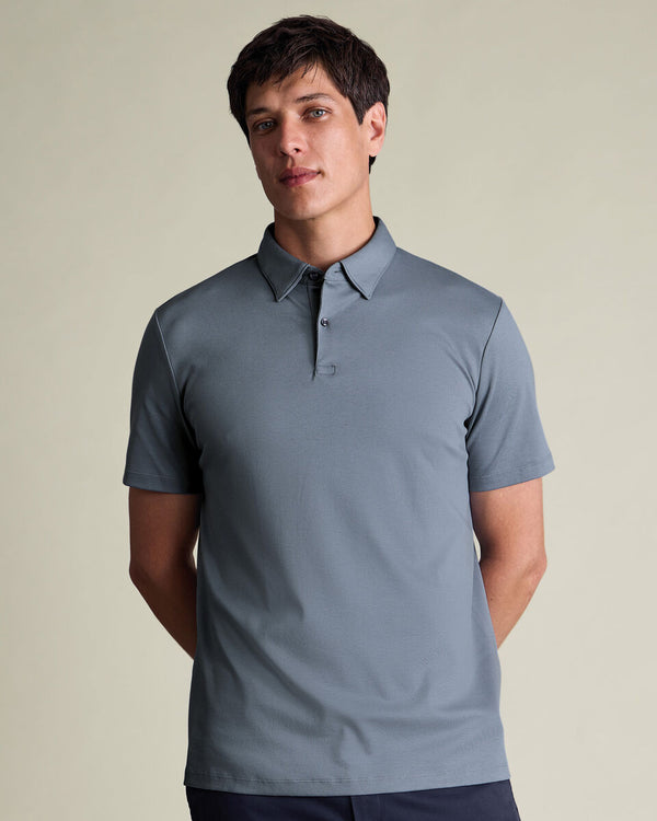 Smart Cotton Polo – Steel Blue