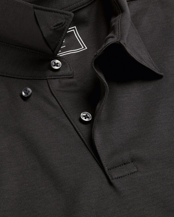 Long Sleeve Smart Cotton Polo - Black