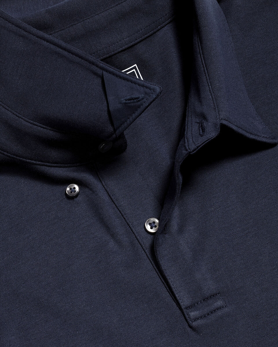 Long Sleeve Smart Cotton Polo - Navy Secondary image