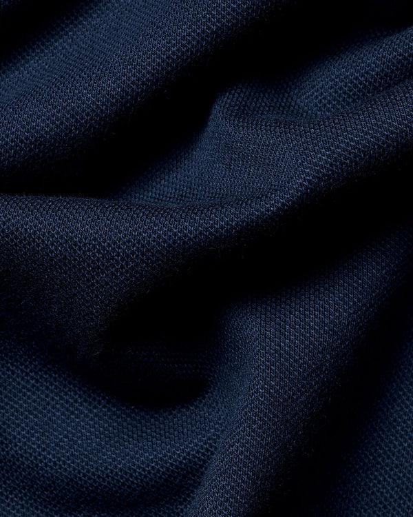 Long Sleeve Smart Cotton Polo - Navy