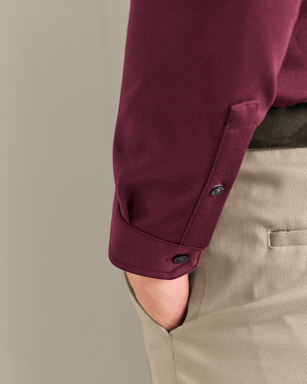 Long Sleeve Smart Cotton Polo - Wine