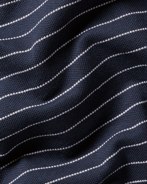 Pique Polo - Navy & White