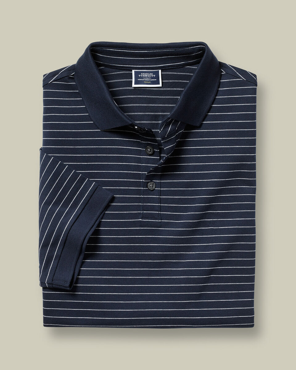 Pique Polo - Navy & White