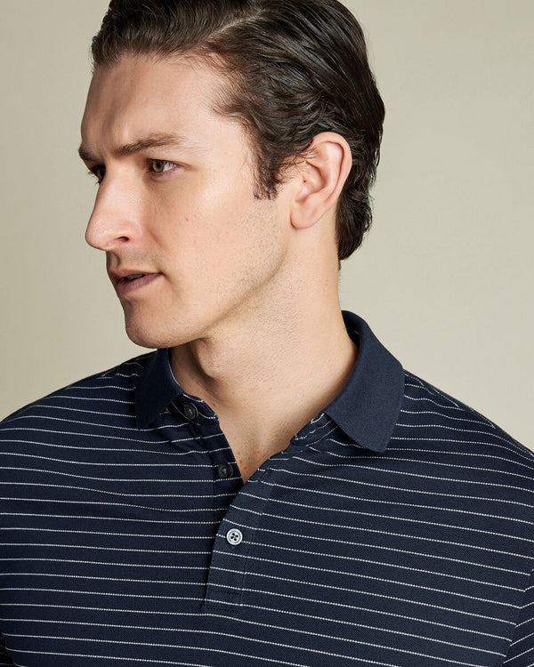 Pique Polo - Navy & White