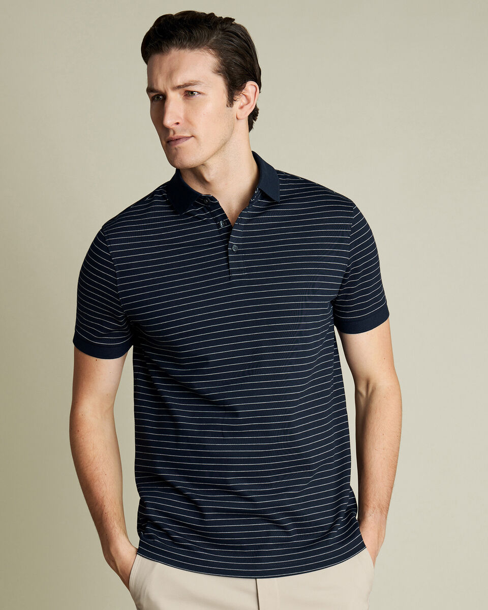 Pique Polo - Navy & White Main image