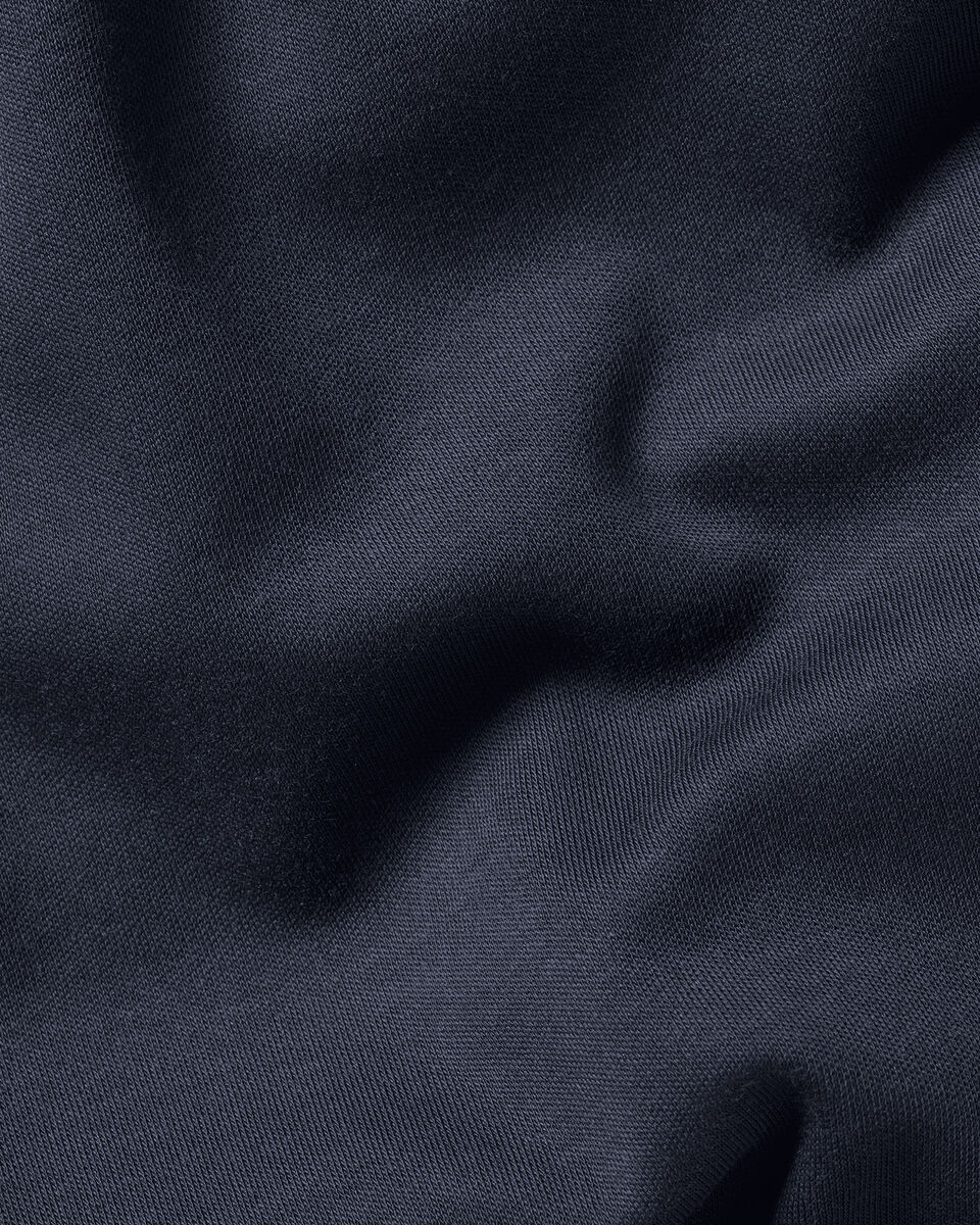 Zip-Neck Jersey Polo - Navy