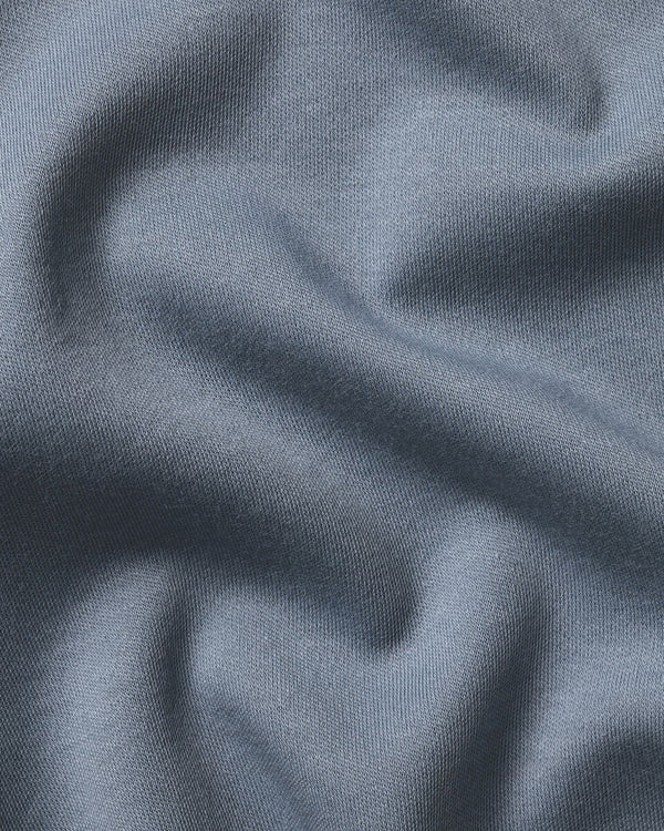 Long Sleeve Smart Cotton Polo - Steel Blue