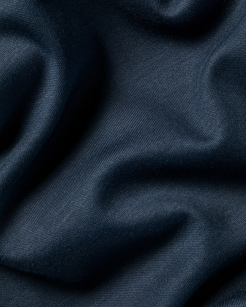 Long Sleeve Smart Cotton Polo - Petrol Blue