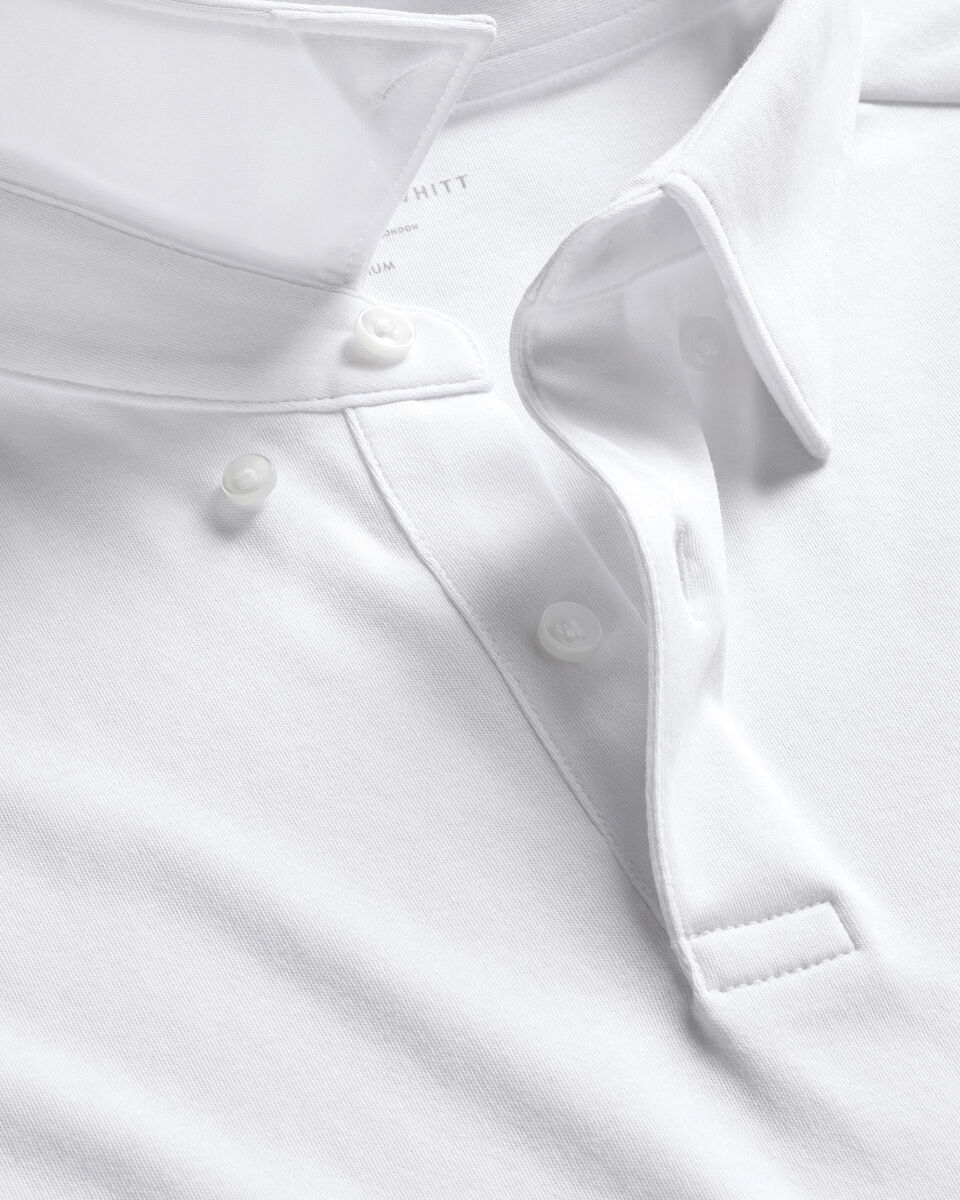 Long Sleeve Smart Cotton Polo - White Secondary image