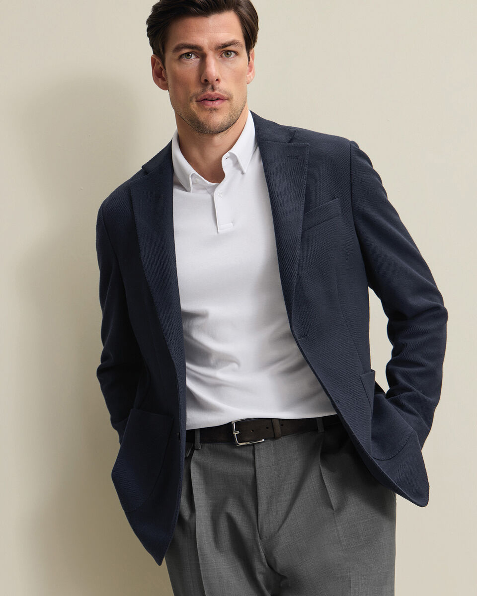 Long Sleeve Smart Cotton Polo - White
