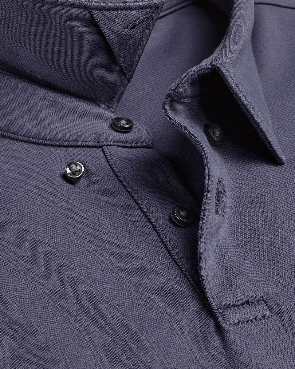 Long Sleeve Smart Cotton Polo - Dark Mauve