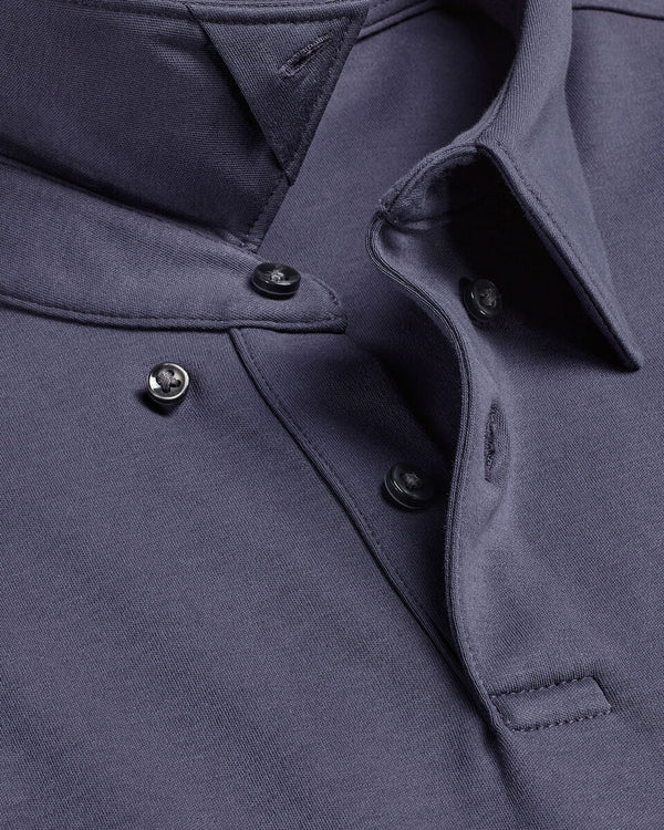 Long Sleeve Smart Cotton Polo - Dark Mauve