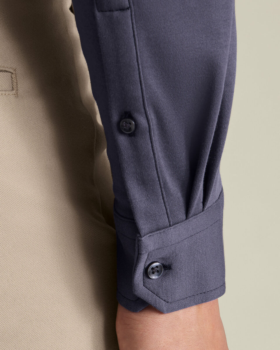 Long Sleeve Smart Cotton Polo - Dark Mauve