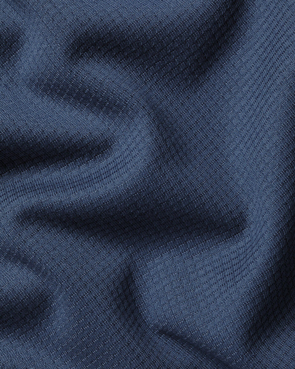 Performance Textured Zip-Neck Polo - Airforce Blue