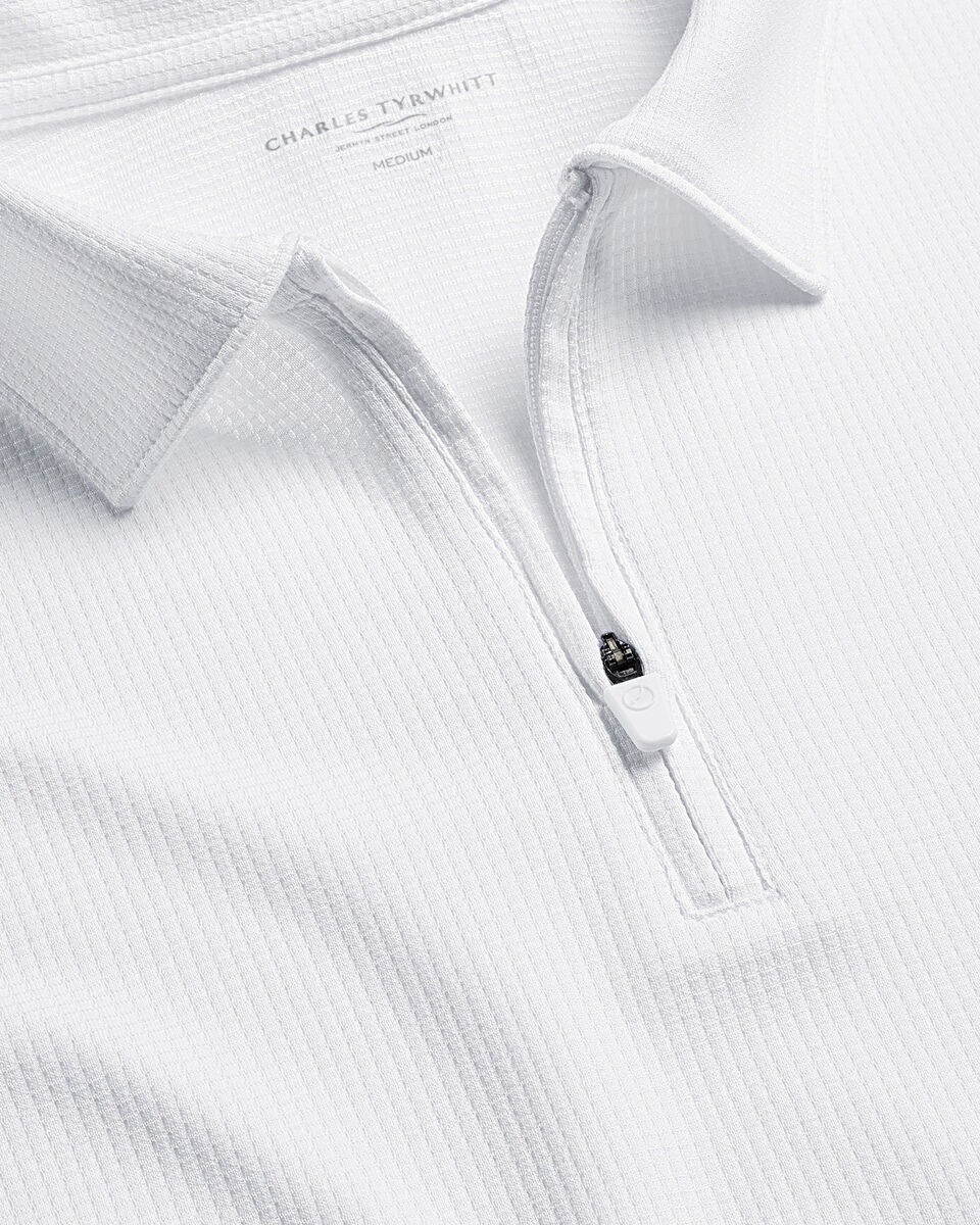 Performance Textured Zip-Neck Polo - White Secondary image