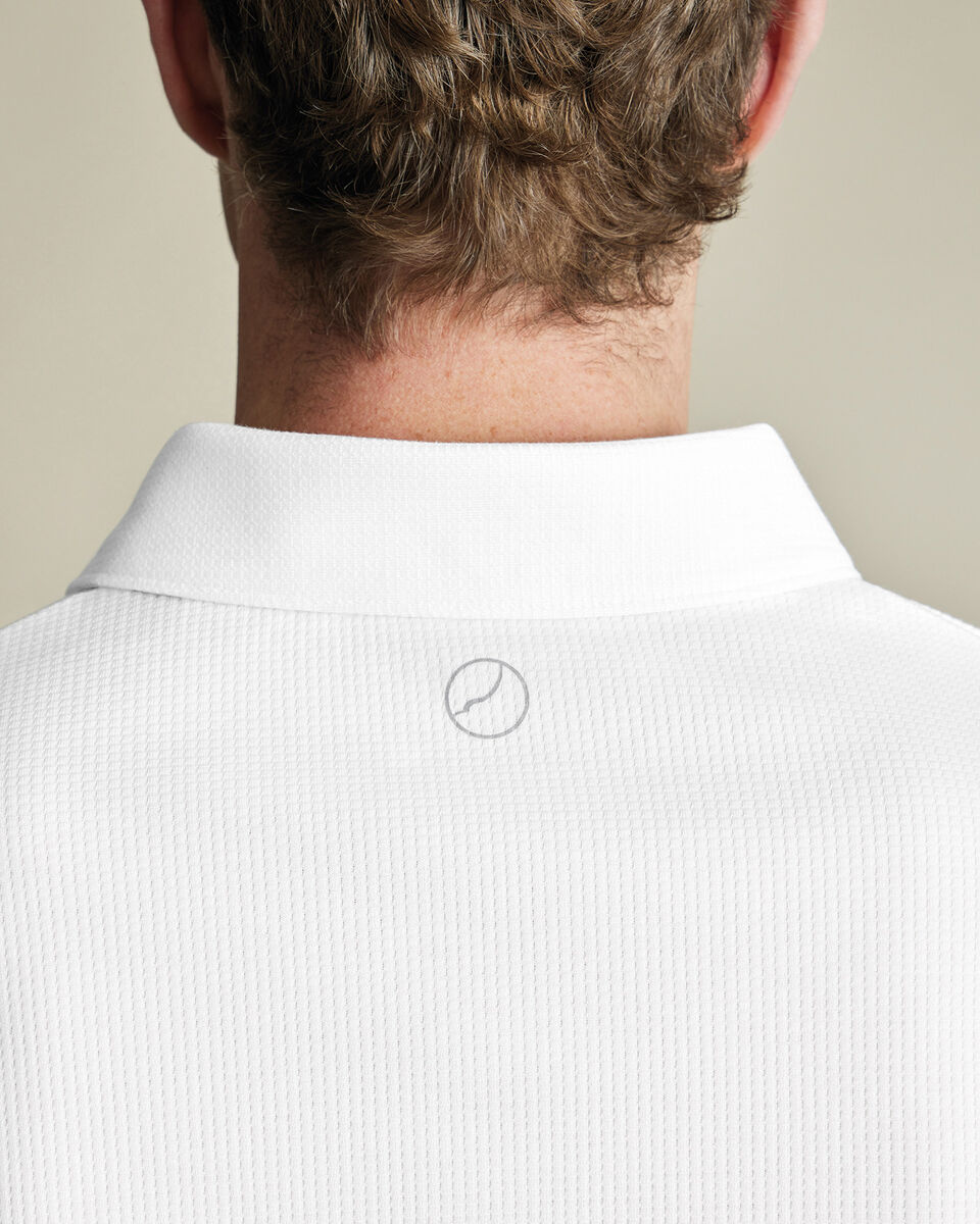 Performance Textured Zip-Neck Polo - White
