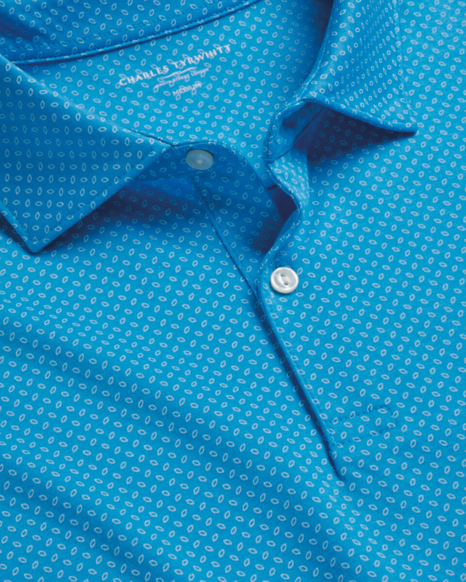 Performance Geo Print Polo - Turquoise