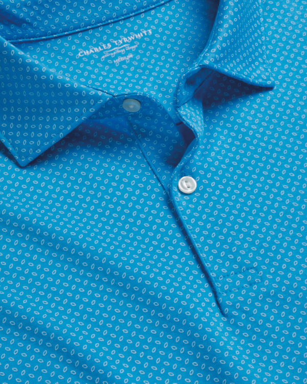 Performance Geo Print Polo - Turquoise