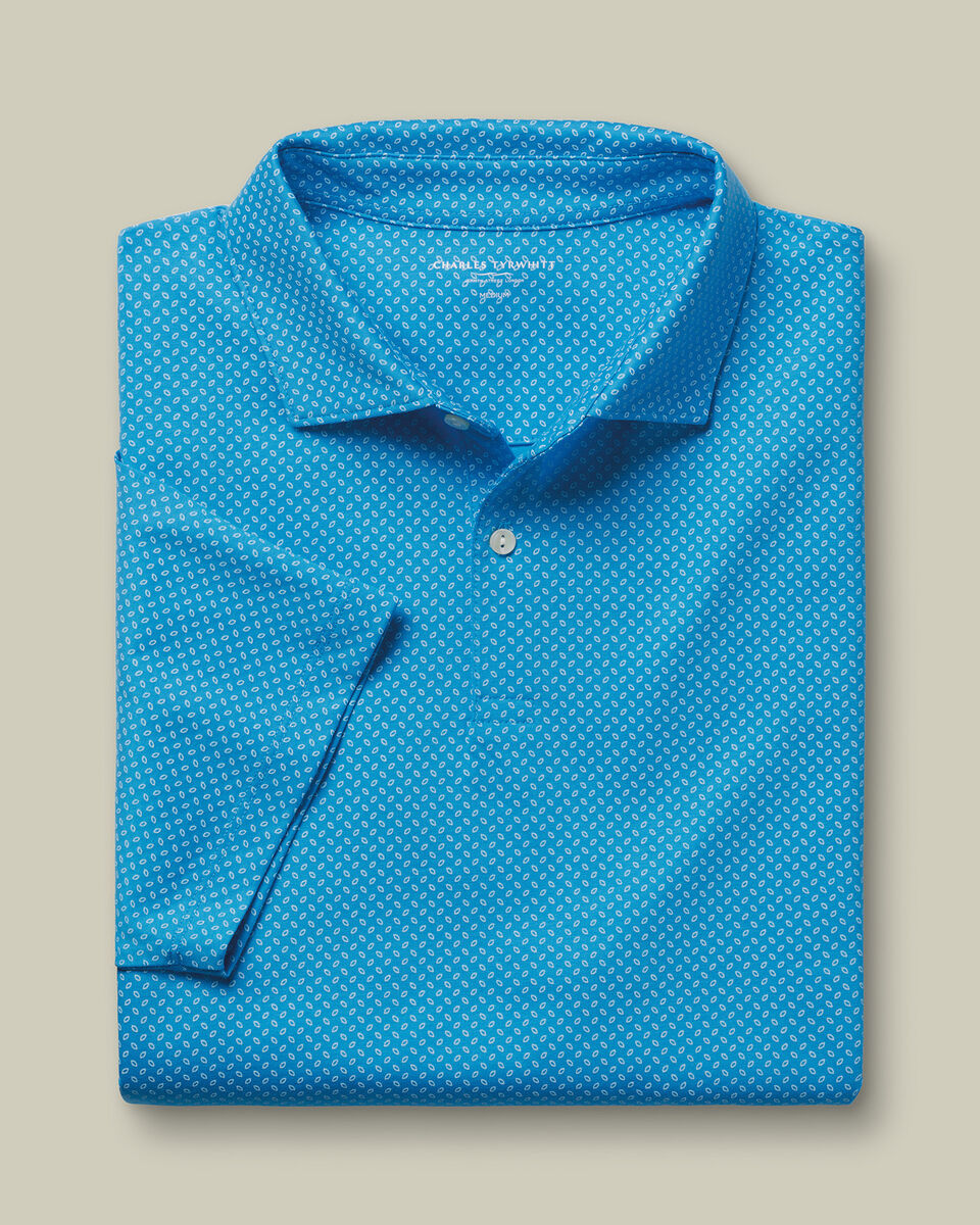 Performance Geo Print Polo - Turquoise