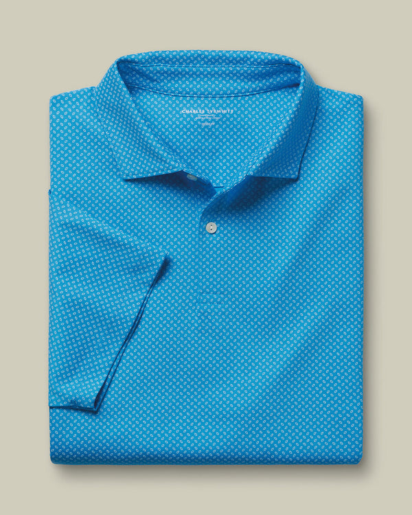 Performance Geo Print Polo - Turquoise