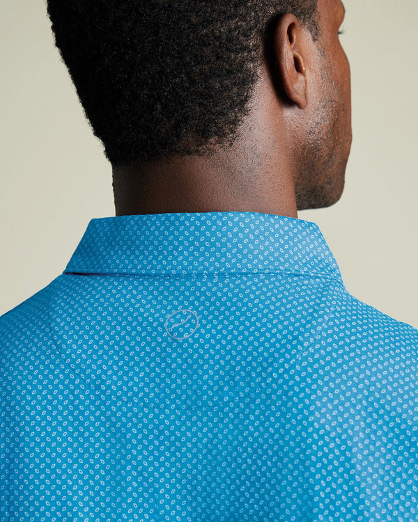 Performance Geo Print Polo - Turquoise
