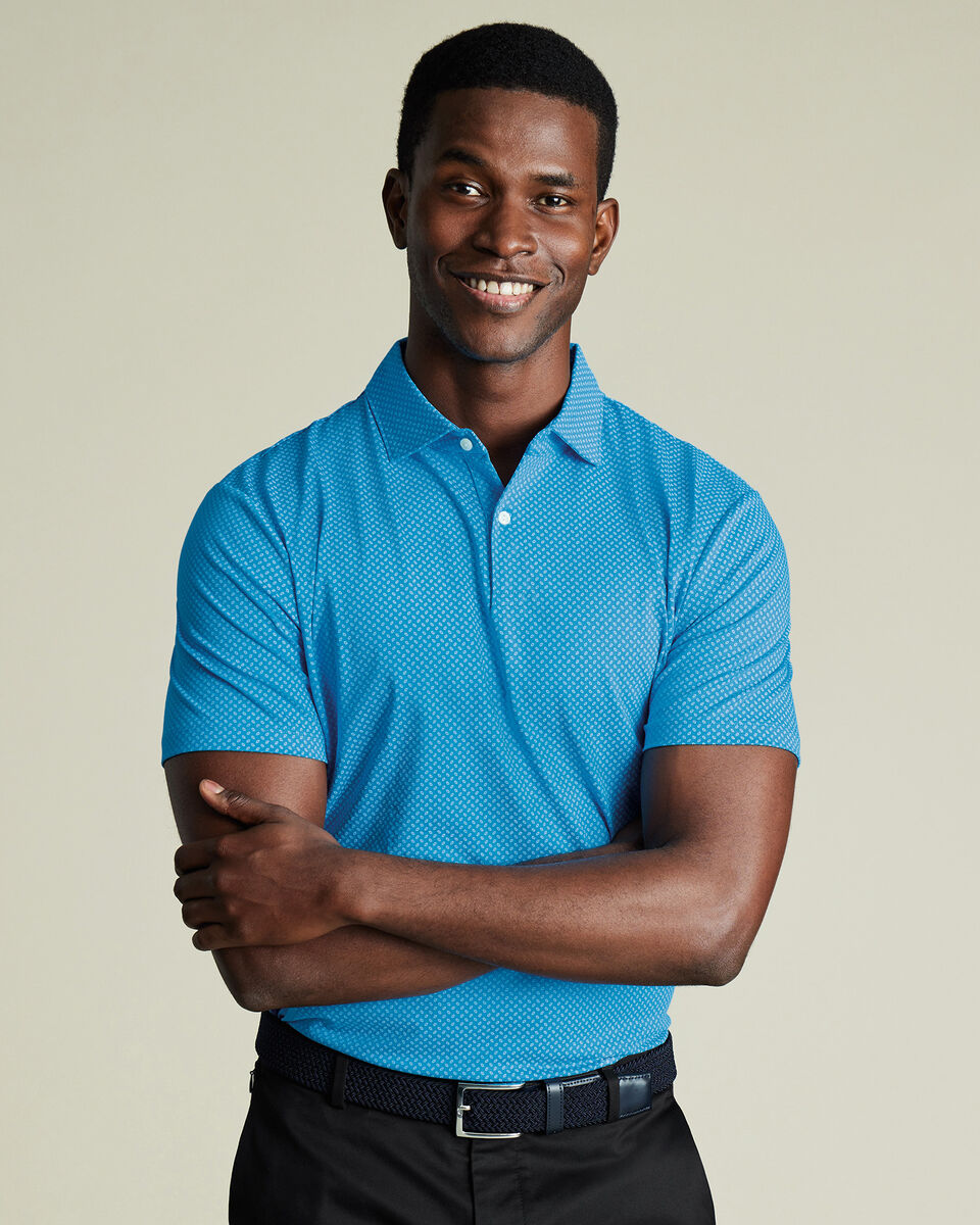 Performance Geo Print Polo - Turquoise