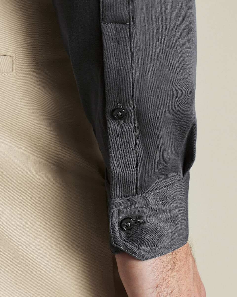 Long Sleeve Smart Cotton Polo - Graphite Gray