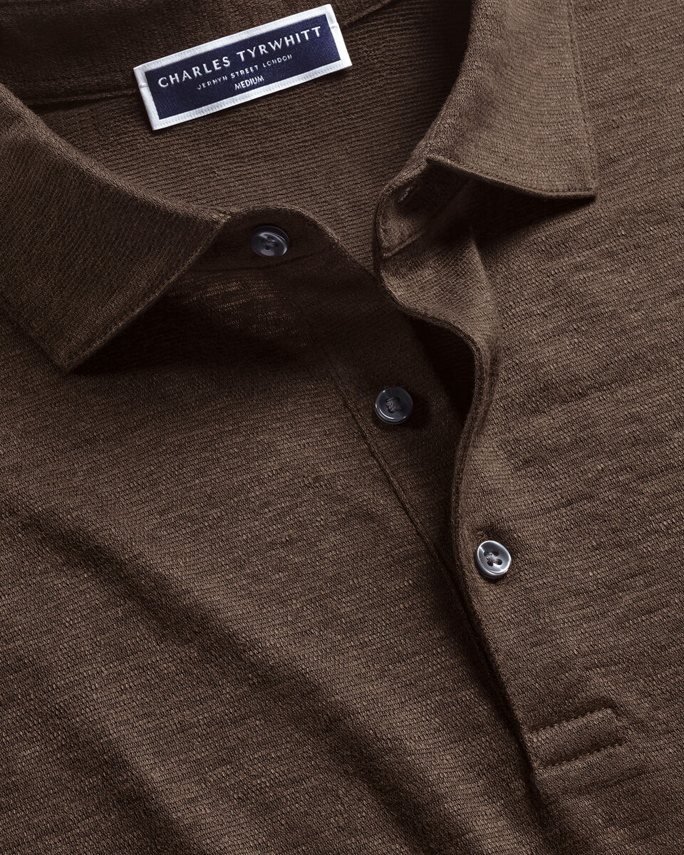 Pure Linen Polo - Chocolate Brown Secondary image
