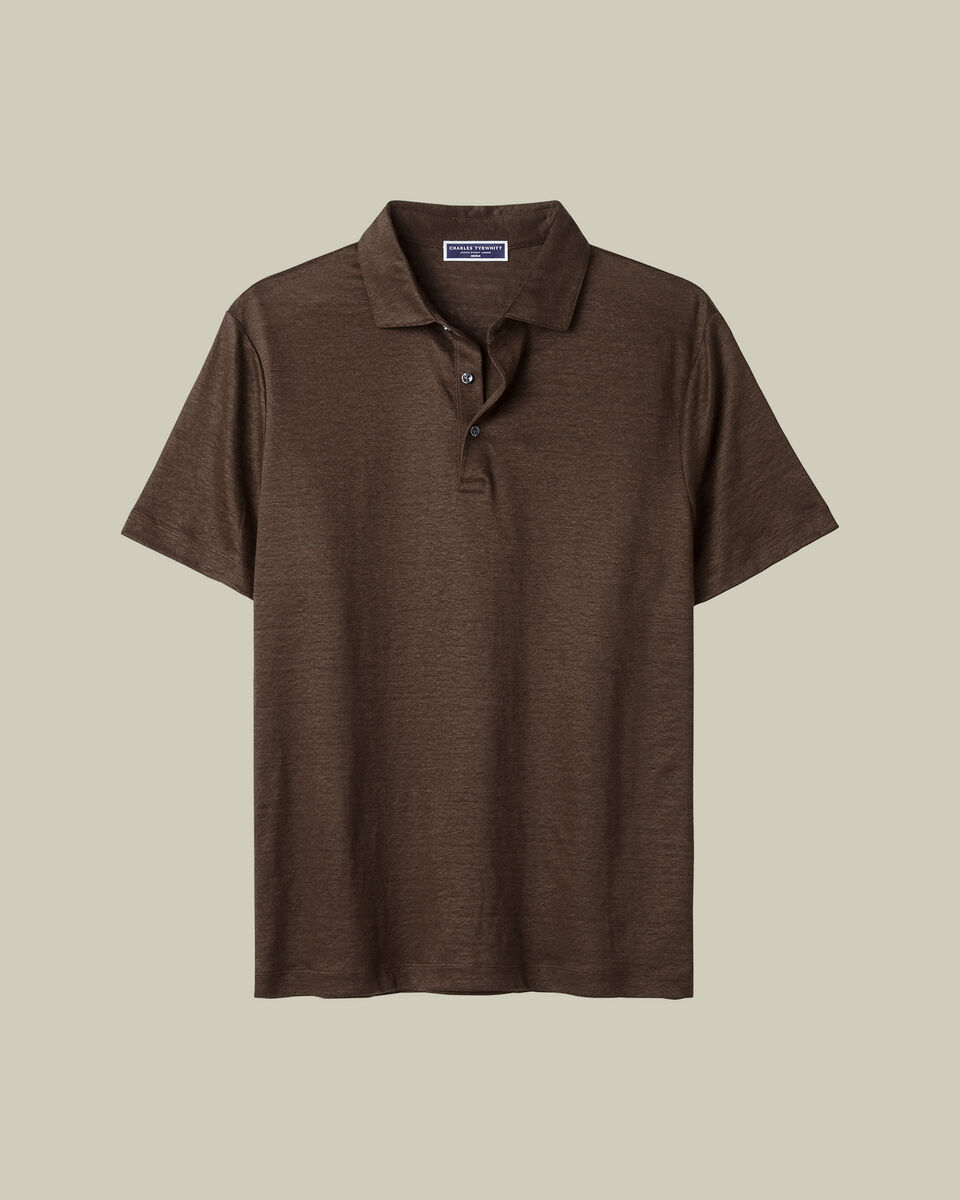 Pure Linen Polo - Chocolate Brown