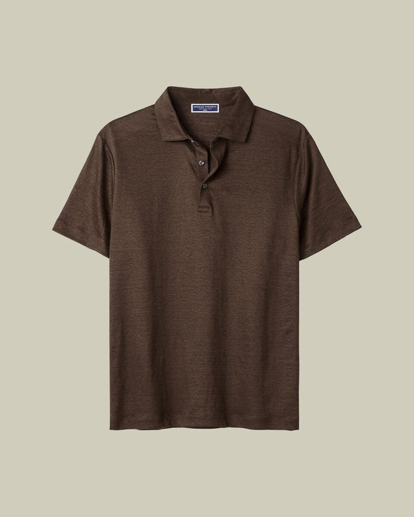 Pure Linen Polo - Chocolate Brown
