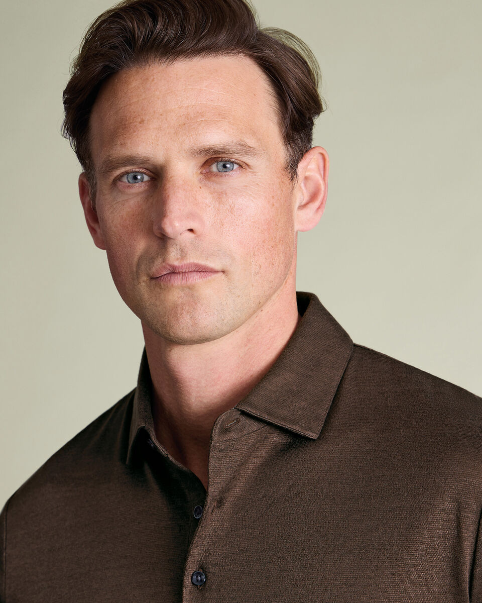 Pure Linen Polo - Chocolate Brown