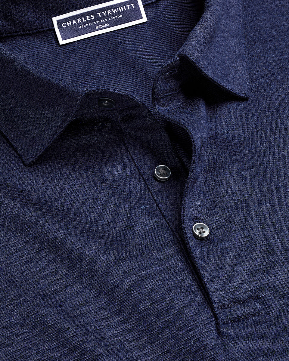 Pure Linen Polo - Navy Secondary image
