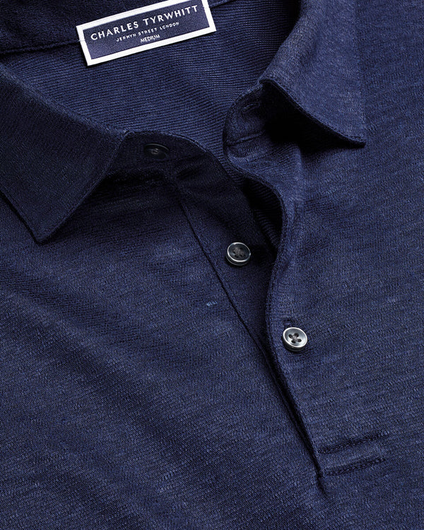 Pure Linen Polo - Navy