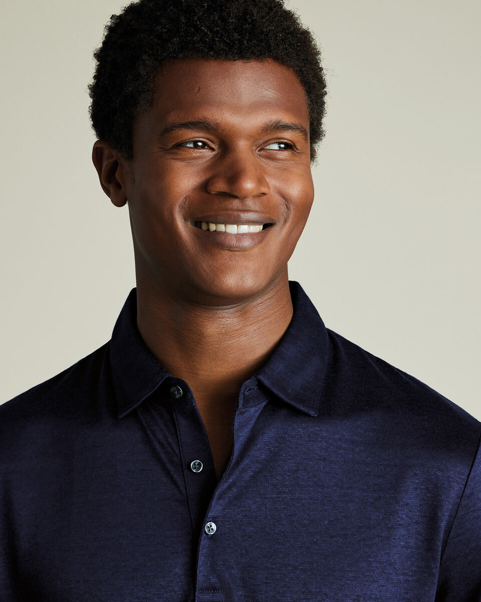 Pure Linen Polo - Navy