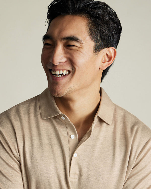 Pure Linen Polo - Oatmeal