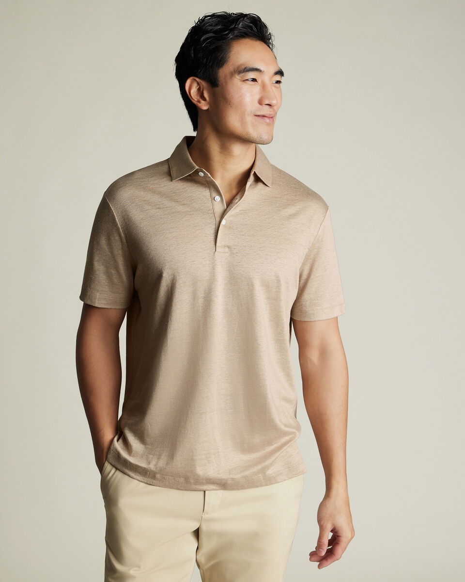Pure Linen Polo - Oatmeal Main image