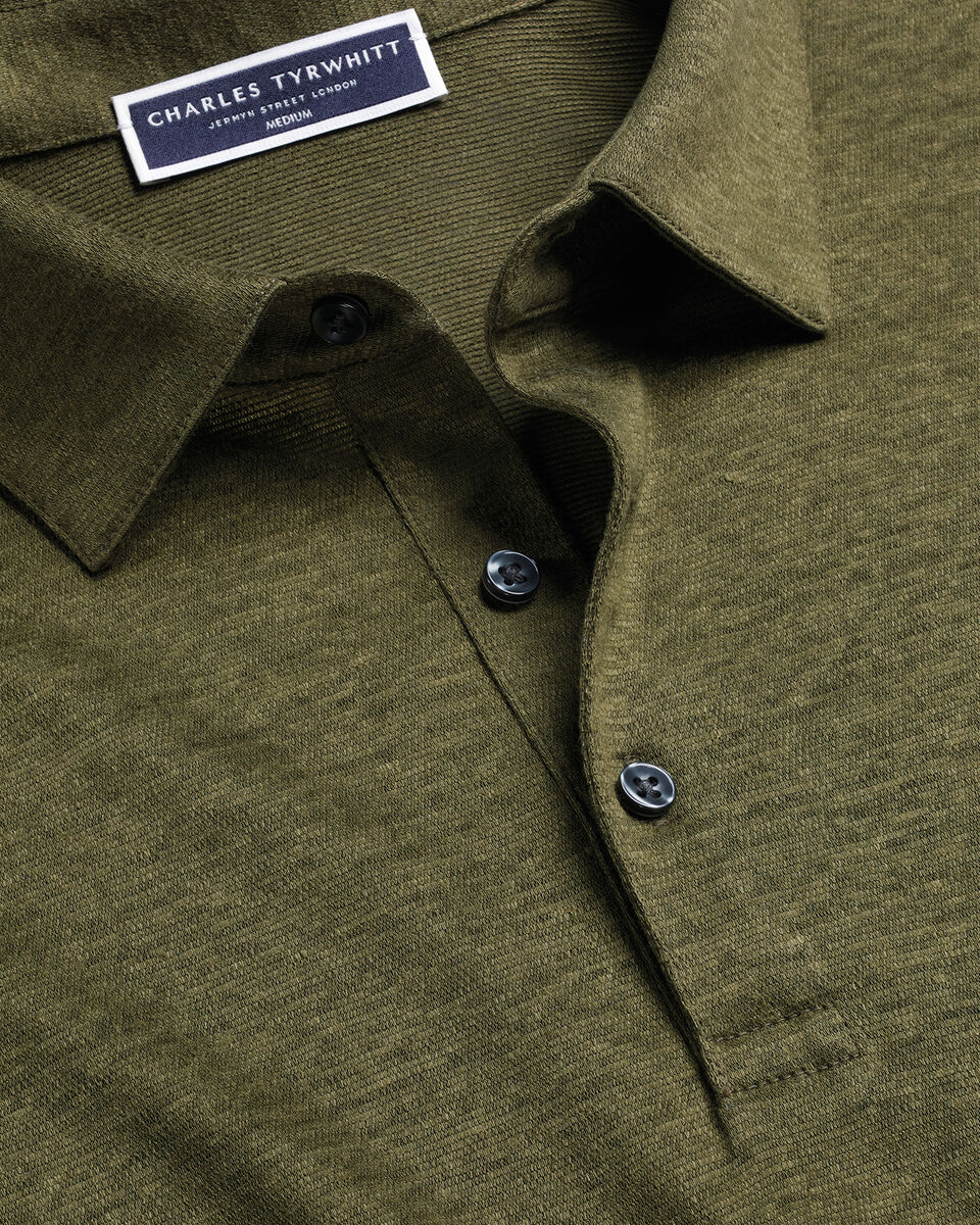 Pure Linen Polo - Olive