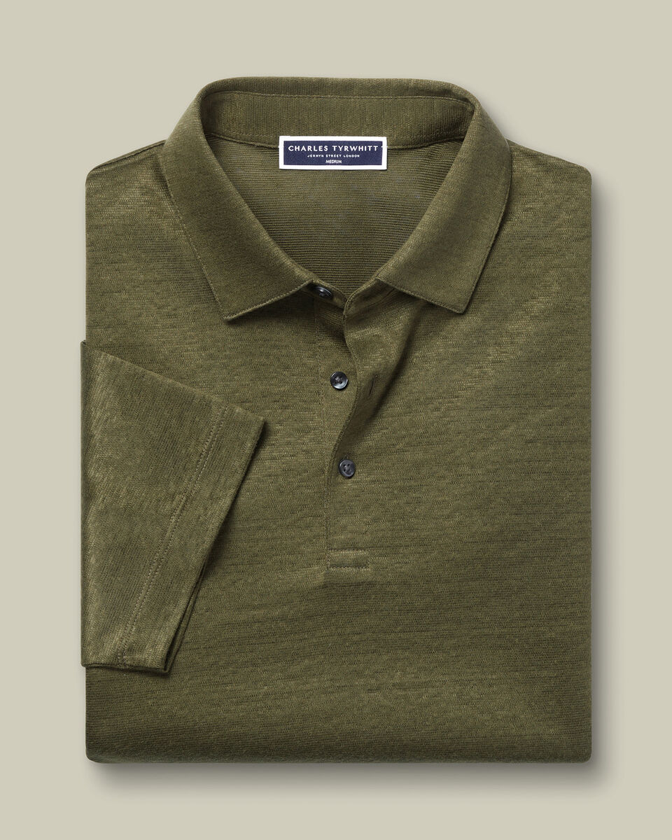 Pure Linen Polo - Olive